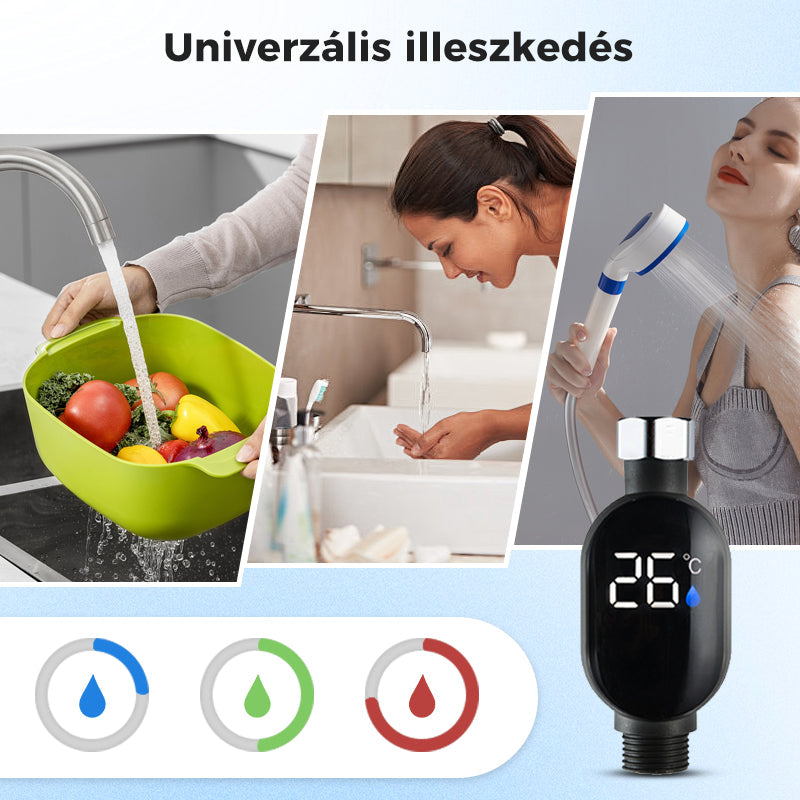 🎁🌈2+2 INGYEN🚿✅Zuhany hőmérséklet-kijelző – biztonságos fürdőzés gyerekeknek és időseknek!
