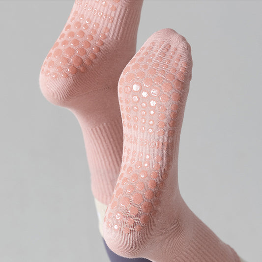 🔥2+2 ingyenes☁️Légáteresztő pamutkeverék jóga zokni🧘♀️Csúszásgátló pilates zokni teljes talpi szilikonnal – Rugalmas bokaszegély, stabil lábfej támasztás!
