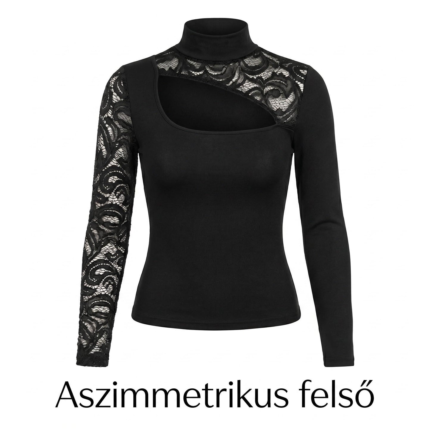 😍2026 tavaszi újdonságok🎁Ingyenes ajándék-📿Gyönyörű nyaklánc✨ Aszimmetrikus csipkés slim fit felső – Elegáns, merész és nőies minden alkalomra!