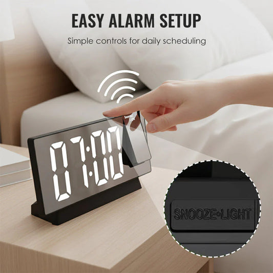 😁árcsökkentési akció⏰Multifunkciós LED Óra Tükör – Ébresztő + Vetítő + Hőmérséklet!