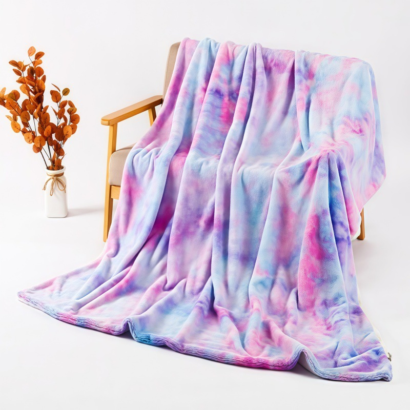 🌈 Élénk tie-dye minta + rendkívül puha plüss szövet🛋️ Minden évszakra alkalmas – Könnyű melegség, mosógépben mosható!