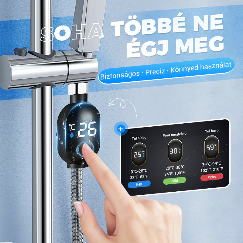 🎁🌈2+2 INGYEN🚿✅Zuhany hőmérséklet-kijelző – biztonságos fürdőzés gyerekeknek és időseknek！