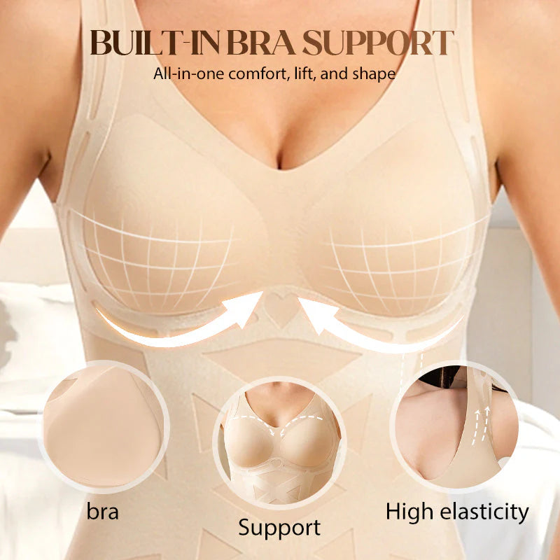 👚Bezešvý Formáló Top – Integrált Melltartó + X-alakú Derékfókusz!