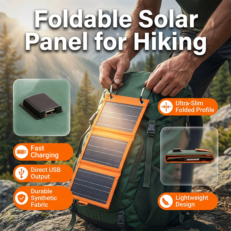 ☀️ Hordozható napelem – Összecsukható, USB-töltés, időjárásálló 🏕️