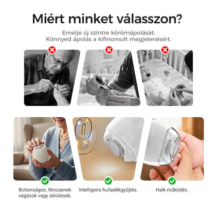 🔥🎁2+2 ingyenes😜50% árcsökkentés💅 Automatikus körömreszelő LED fénnyel🔋 Újratölthető elektromos körömápoló – Csendes, 360° sima reszelés gyerekeknek is!（副本）