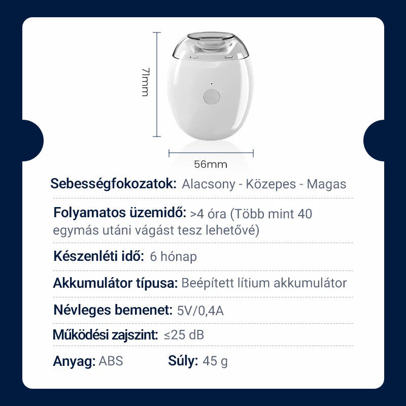 🔥🎁2+2 ingyenes😜50% árcsökkentés💅 Automatikus körömreszelő LED fénnyel🔋 Újratölthető elektromos körömápoló – Csendes, 360° sima reszelés gyerekeknek is!（副本）