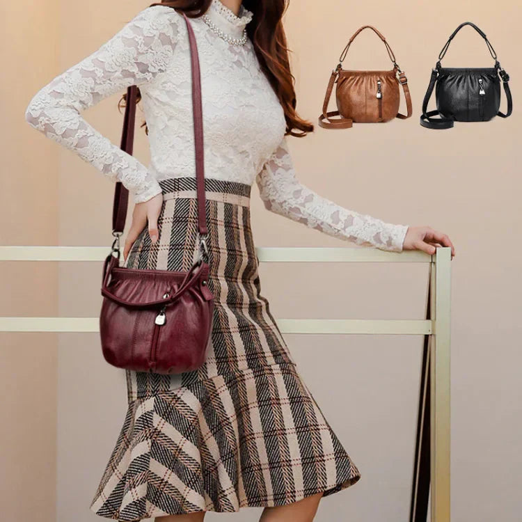 😜30% árcsökkentés🔥2026 Új modell👜Mékké Bőrzsákos Táska – Plisált Design + Kettős Funkció!
