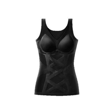 👚Bezešvý Formáló Top – Integrált Melltartó + X-alakú Derékfókusz!