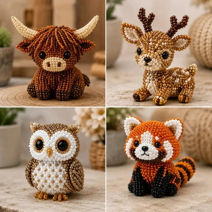 🏆 Ideiglenes akció 🧵✨ Bébi állatok kézműves készlet 3D gyöngyökkel 🐻
