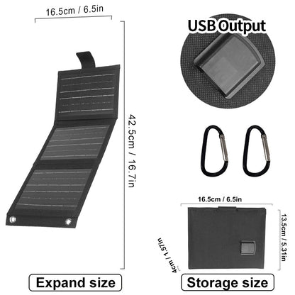☀️ Hordozható napelem – Összecsukható, USB-töltés, időjárásálló 🏕️