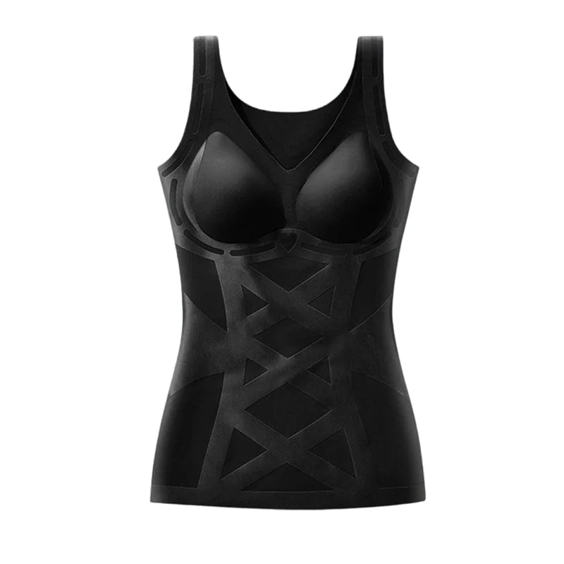 👚Bezešvý Formáló Top – Integrált Melltartó + X-alakú Derékfókusz!