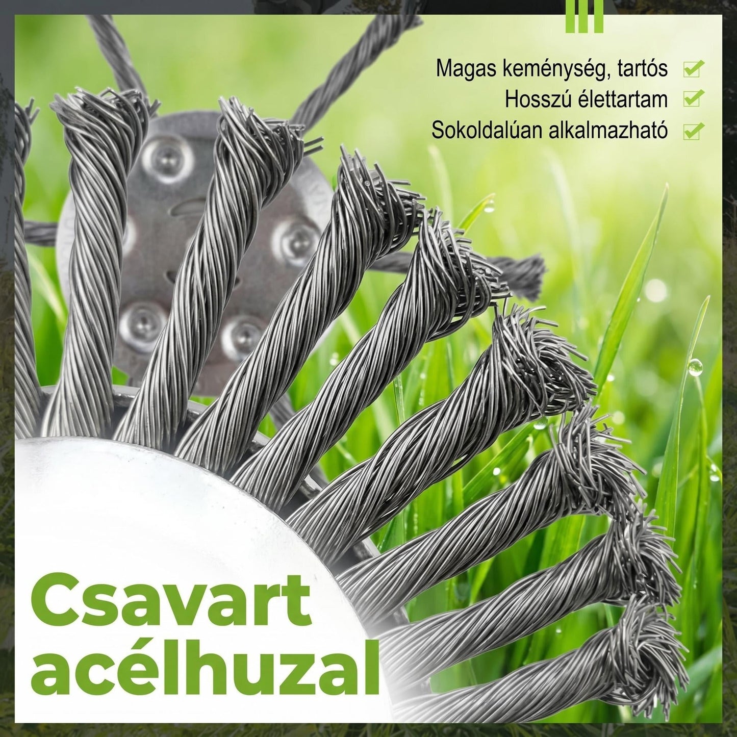 🔥1+1 ingyenes⏰Vásárold meg most🌿 Végleges megoldás a gyomok ellen: acél drótos fűnyíró fej!⚙️ A kert csodafegyvere minden terepen!