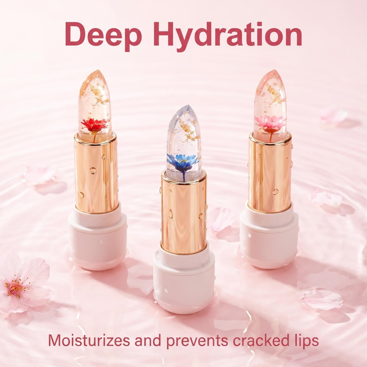 🌸 【1+1-et ingyen】Hidratáló rúzs virágszirmokkal – a hőmérséklettől függően változtatja a színét 💄