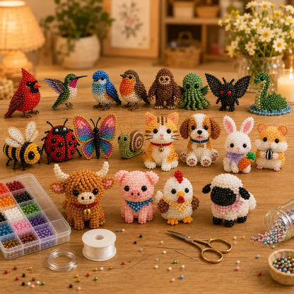 🏆 Ideiglenes akció 🧵✨ Bébi állatok kézműves készlet 3D gyöngyökkel 🐻