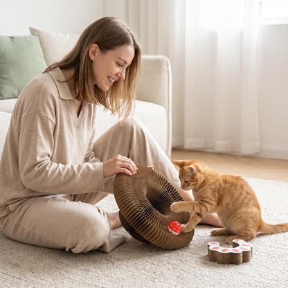 🐱 Harmonikás macska-karmolódeszka, átalakítható, összecsukható macskajáték, interaktív csengővel és macskamentával, beltéri használatra 🔔