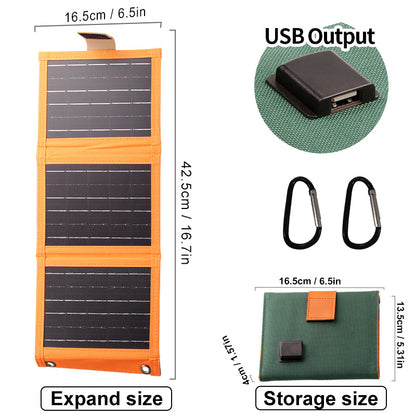 ☀️ Hordozható napelem – Összecsukható, USB-töltés, időjárásálló 🏕️