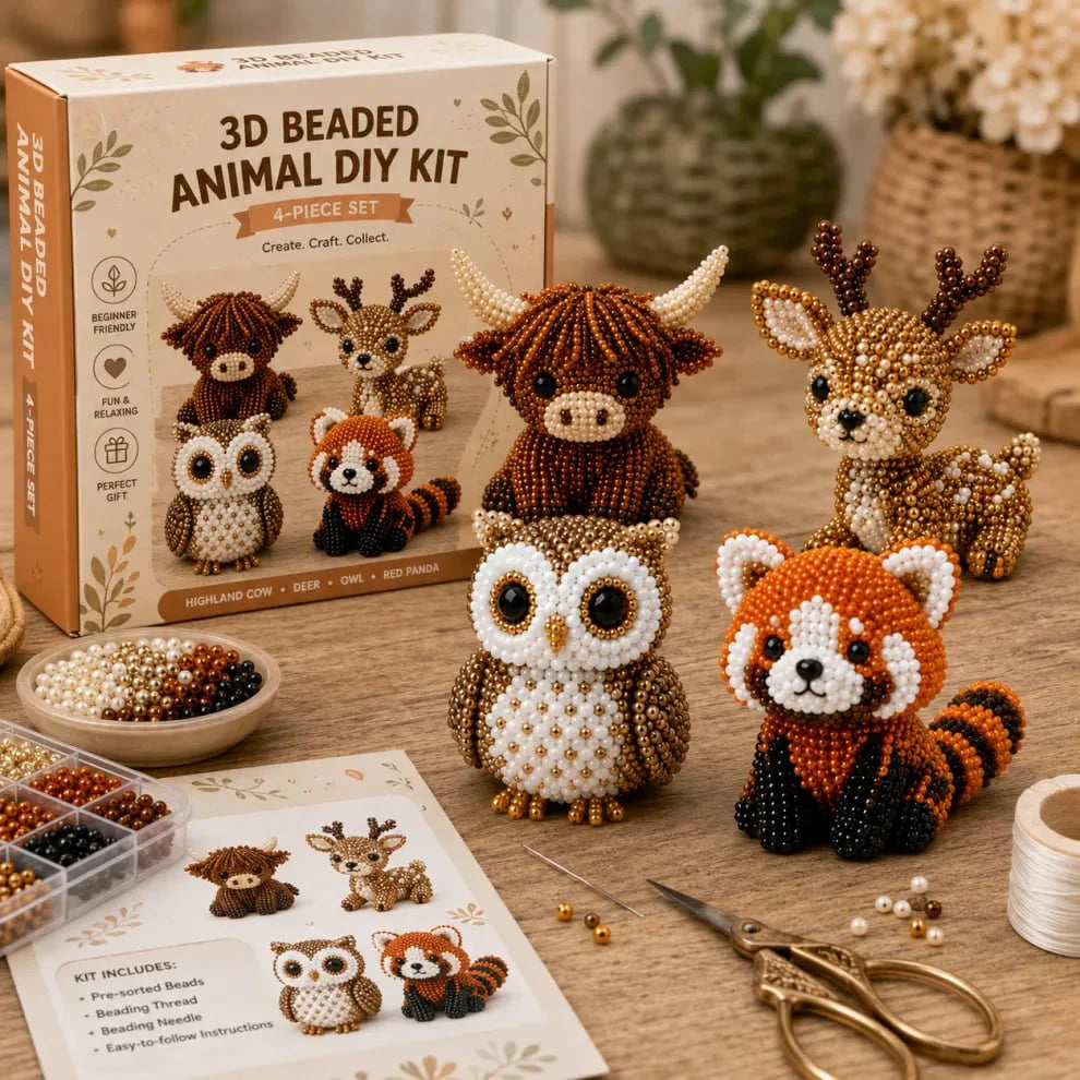 🏆 Ideiglenes akció 🧵✨ Bébi állatok kézműves készlet 3D gyöngyökkel 🐻