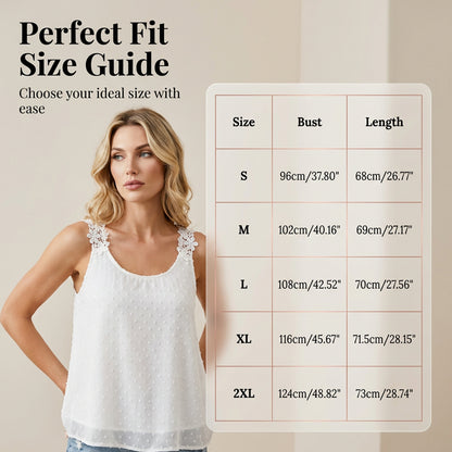 🎀 Elegáns, pöttyös csipkés pántos ujjatlan top ✨