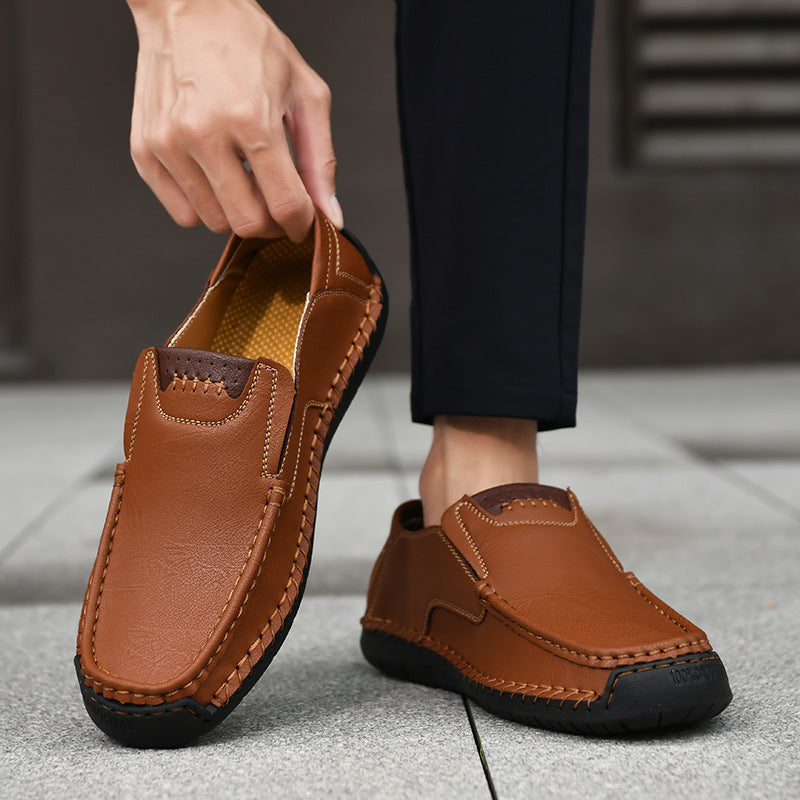 (🔥50 % de descuento por tiempo limitado: ¡compre ahora!) Mocasines sin cordones de cuero elegantes y de alta calidad👞: diseño ergonómico, soporte de arco para aliviar el dolor, impermeables y antideslizantes.