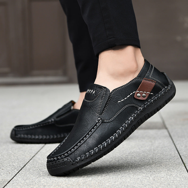 (🔥50 % de descuento por tiempo limitado: ¡compre ahora!) Mocasines sin cordones de cuero elegantes y de alta calidad👞: diseño ergonómico, soporte de arco para aliviar el dolor, impermeables y antideslizantes.