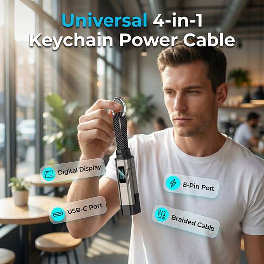 🔋 Töltőkábel kulcstartóval és 4 hüvelykes digitális kijelzővel 🔌