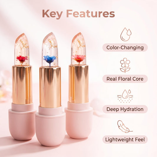 🌸 【1+1-et ingyen】Hidratáló rúzs virágszirmokkal – a hőmérséklettől függően változtatja a színét 💄
