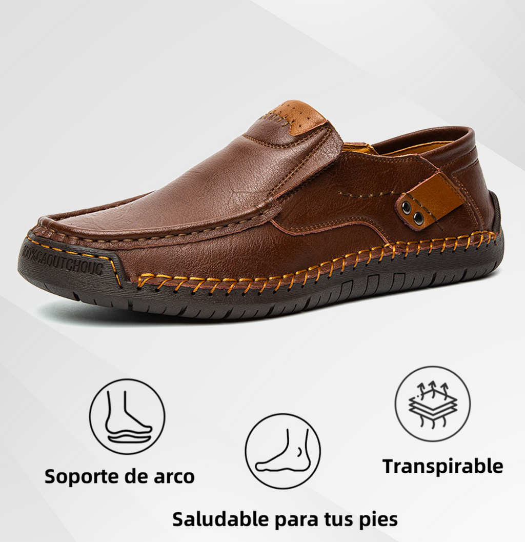(🔥50 % de descuento por tiempo limitado: ¡compre ahora!) Mocasines sin cordones de cuero elegantes y de alta calidad👞: diseño ergonómico, soporte de arco para aliviar el dolor, impermeables y antideslizantes.
