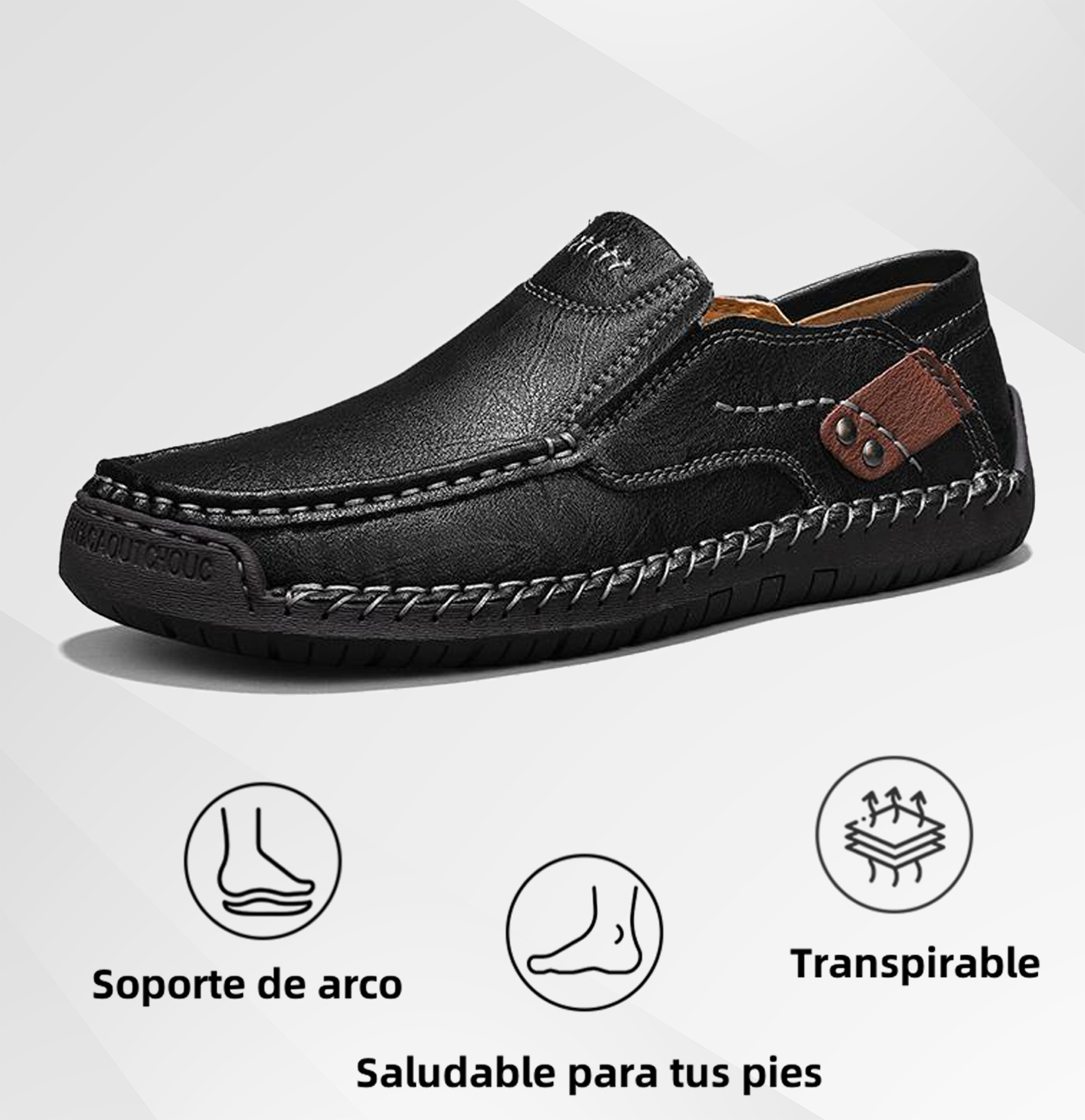(🔥50 % de descuento por tiempo limitado: ¡compre ahora!) Mocasines sin cordones de cuero elegantes y de alta calidad👞: diseño ergonómico, soporte de arco para aliviar el dolor, impermeables y antideslizantes.