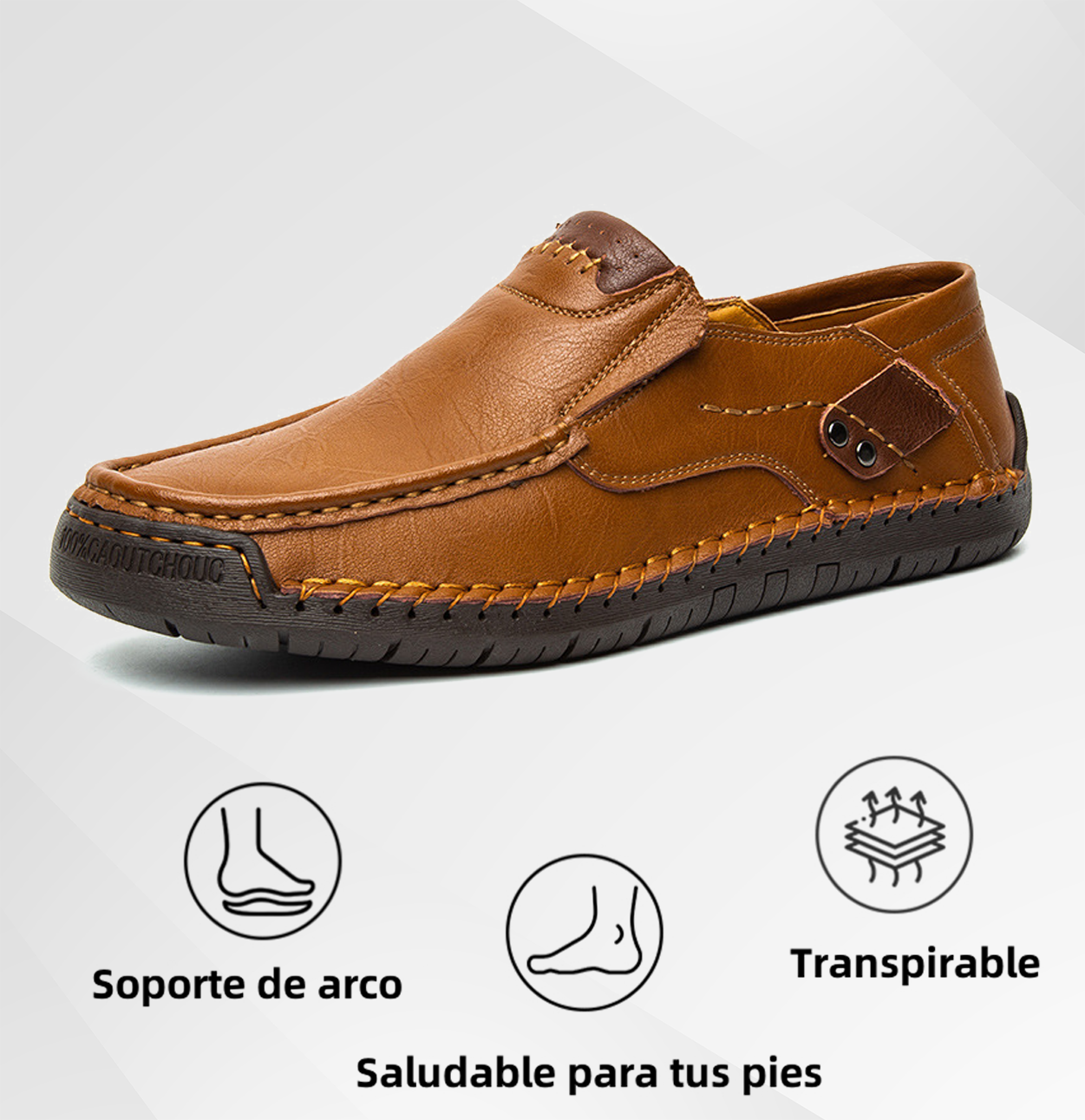 (🔥50 % de descuento por tiempo limitado: ¡compre ahora!) Mocasines sin cordones de cuero elegantes y de alta calidad👞: diseño ergonómico, soporte de arco para aliviar el dolor, impermeables y antideslizantes.