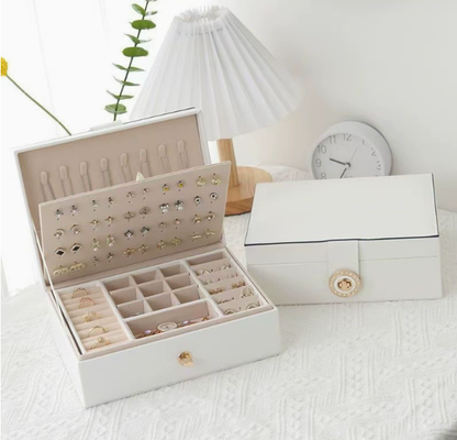 💍 Európai stílusú, minimalista, kétszintes ékszeres doboz ✨