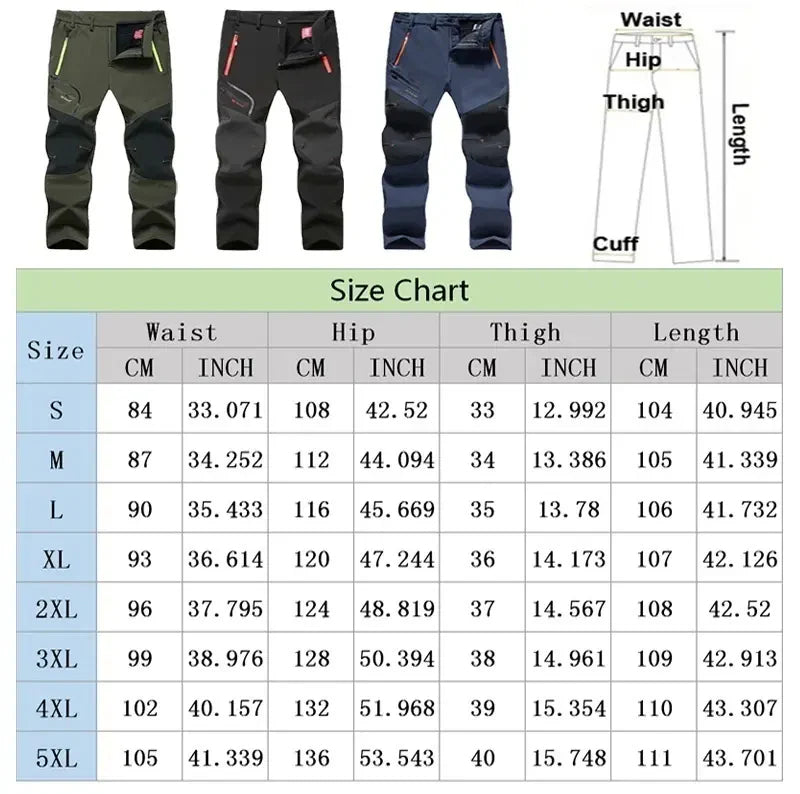 👖Extra méretű szélálló és meleg kültéri nadrág a gondtalan túrázáshoz🏃