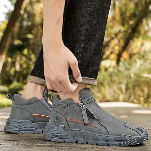 (⏰50% de descuento por tiempo limitado) Zapatos ortopédicos de gamuza para hombre, 👞 cosidos a mano, cómodos y antideslizantes ✅ Soporte de arco - Caminata cómoda