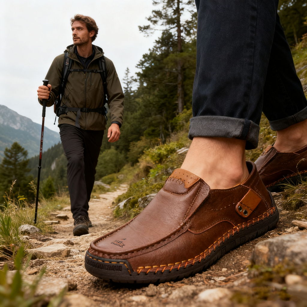 (🔥50 % de descuento por tiempo limitado: ¡compre ahora!) Mocasines sin cordones de cuero elegantes y de alta calidad👞: diseño ergonómico, soporte de arco para aliviar el dolor, impermeables y antideslizantes.