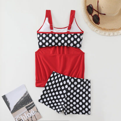 🏖️[S–3XL]👙 Női, pöttyös kétrészes fürdőruha👌Kényelmes és magabiztos: pöttyös tankini szett minden alakhoz！