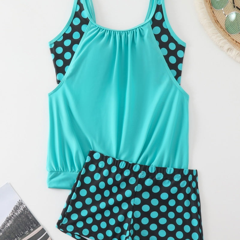 🏖️[S–3XL]👙 Női, pöttyös kétrészes fürdőruha👌Kényelmes és magabiztos: pöttyös tankini szett minden alakhoz！