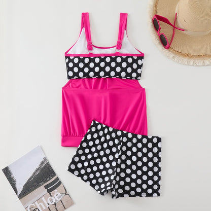 🏖️[S–3XL]👙 Női, pöttyös kétrészes fürdőruha👌Kényelmes és magabiztos: pöttyös tankini szett minden alakhoz！